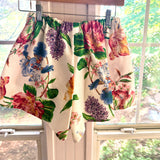 Handmade Floral Mid Rise Shorts With Oversize Gingham Pockets