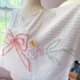 Bow Peasant Blouse, Short Sleeved Boxy Top