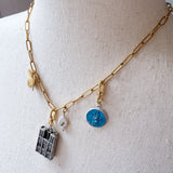 OOAK Gold Instant Charm Collection Necklace, Hand Charm, Catholic Charm