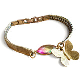 Vintage Butterfly Charm Watch Band Bracelet – Unique Upcycled Jewelry for Boho Style