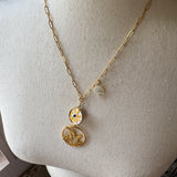 Floral Vintage Embroidered Charm Necklace, Lariat, Handmade Sentimental Jewelry