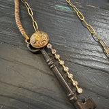 Boho Skeleton Key Bird Charm Necklace