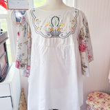 Embroidered Flowy Babydoll Dress, Floral Embroidered Mini Dress/Tunic