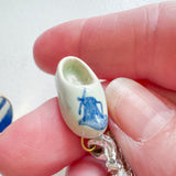White and Blue Floral Whimsical Dangle Earrings