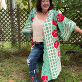 Boho Peacock Chenille Kimono Duster