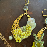 Floral Shell Whimsical Asymmetrical Dangle Earrings