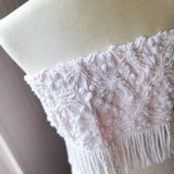 Boho Romantic Pale Pink Fringe Strapless Crop Top