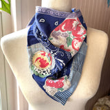 One of a Kind Vintage Patchwork Bandana Scarf | Shabby Chic Head Scarf | Upcycled Boho Neckerchief