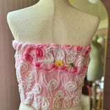 Pink Boho Romantic Floral Tube Top Crop Top