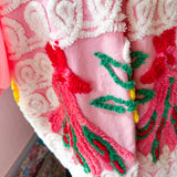 Boho Pink Peacock Chenille Mini Dress