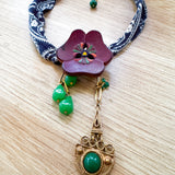 OOAK Boho Bandana Flower Power Charm Necklace