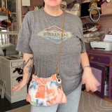 Vintage Orange and Peach Repurposed MCM Floral Fabric Handbag