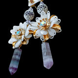 Romantic Pearl Floral Dangle Earrings
