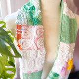 Repurposed Vintage Chenille Multi Colored Patchwork Scarf