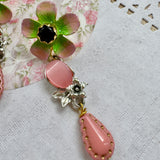 Floral  Whimsical Dangle Earrings,Upcycled Vintage