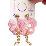 Floral Shabby Chic Rose Pink Dangle Earrings