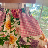 Handmade Floral Mid Rise Shorts With Oversize Gingham Pockets