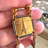 Paris Charm Necklace, Repurposed Vintage French Charm Pendant Necklace
