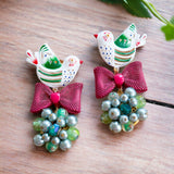 Mama Bird Repurposed Vintage Earrings