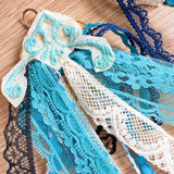 Whimsical Blue Statement Textile  Ribbon Earrings