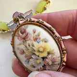 Colorful Eclectic Floral Charm Pendant Necklace