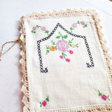 Vintage Repurposed Embroidered Floral Fabric Clutch Handbag