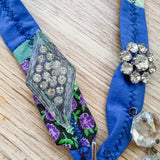 OOAK Boho Bandana Rhinestone Charm Necklace