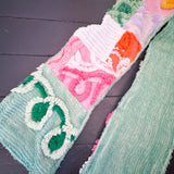 Repurposed Vintage Chenille Multi Colored Patchwork Scarf