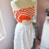 Boho Orange and White Tube Top, Beach Coverup