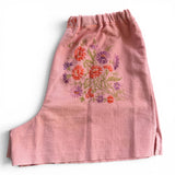 Handmade Floral Embroidered Mid Rise Long Shorts