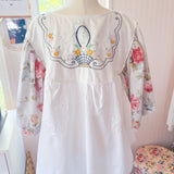 Embroidered Flowy Babydoll Dress, Floral Embroidered Mini Dress/Tunic