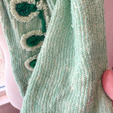 Repurposed Vintage Green Chenille Leaf Patchwork Scarf