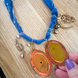 OOAK Boho Horse Locket Western Bandana Charm Necklace