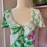 Boho Short Sleeve Floral Chenille Cardigan