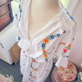 Floral Embroidered Kimono Duster| Drawstring Kimono