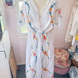 Floral Embroidered Kimono Duster| Drawstring Kimono