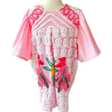 Boho Pink Peacock Chenille Mini Dress