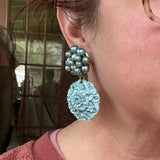 Blue Floral  Whimsical Dangle Earrings