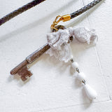 OOAK Bolo Rosebud Charm Necklace