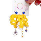 Yellow Floral Colorful Dangle Earrings