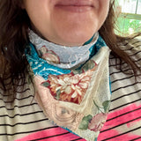 One of a Kind Vintage Patchwork Bandana Scarf | Shabby Chic Head Scarf | Upcycled Boho Neckerchief
