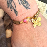 Vintage Butterfly Charm Watch Band Bracelet – Unique Upcycled Jewelry for Boho Style