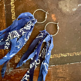 Repurposed Vintage Bandana Fringe Hoop Earrings