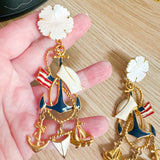 Sailor Repurposed Vintage Earrings