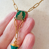 Repurposed Vintage French Invalide Charm Gemstone Necklace