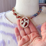 Asymmetrical Eclectic Gemstone Cameo Necklace