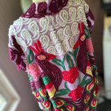 Boho Purple Peacock Chenille Boho Kimono Duster