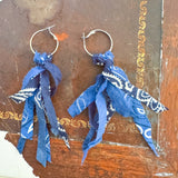 Repurposed Vintage Bandana Fringe Hoop Earrings