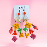 Colorful Statement Repurposed Vintage Handmade Earrings