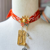 OOAK Boho Bandana Charm Necklace